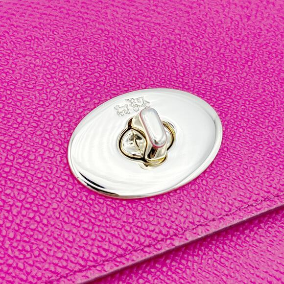 COACH Embossed Textured/Crossgrain Leather Slim Envelope Wallet F52345 (Fuchsia) - Picture 6 of 12